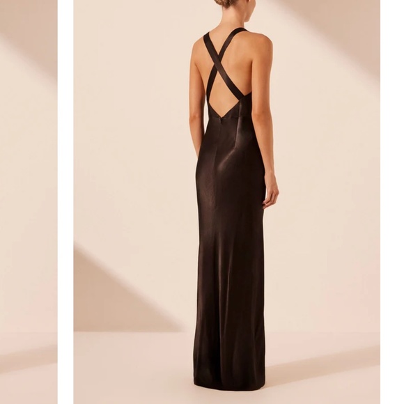 La Lune Plunged Cross Back Maxi Dress - Black - Picture 3 of 4
